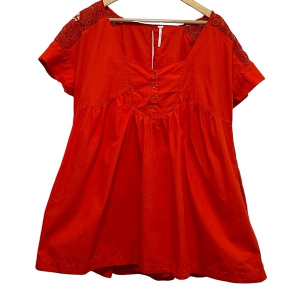 FREE PEOPLE Orange Cotton Mini Dress / Romper Size Large - Picture 1 of 9